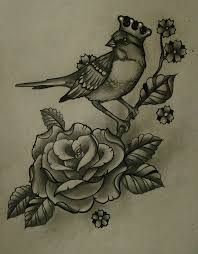 Bird And Rose Tattoo Designs Bird Rose By Frah On Deviantart Feather Bird Tattoo Shoulder Feather With Birds Tattoo Bird Silhouette Tattoos