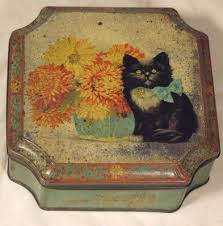 Antique Blue Bird Confectionery Black Cat Sweet Tin C1910 12 12 2011 Vintage Tins Blue Bird Antiques