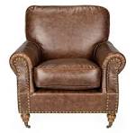 Poltrona vintage de 1 lugar semi-couro Normandia