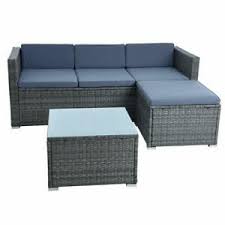 Vidaxl sofa » sofa ohne armlehnen mit auflagen natur rattan«. Rattan Lounge Sitzgruppe Gartenmobel Set Sofa Couch 3 Sitzer Rattanmobel Grau Ebay