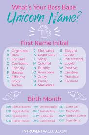 What S Your Boss Babe Unicorn Name In 2020 Unicorn Names Virtual Assistant Virtual Assistant Business
