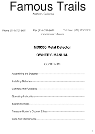 Archivo pdf 605 kb, 6 páginas. Famous Trails Md9300 Owner S Manual Pdf Download Manualslib