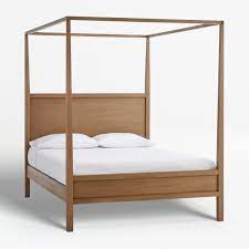 This canopy bed is available in three sizes, queen king and california king. Keane Driftwood Queen Wood Canopy Bed Reviews Crate And Barrel