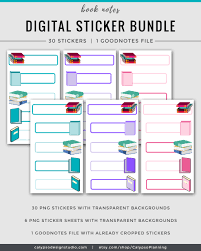 1,300 precropped, transparent png stickers; Book Notes Digital Sticker Bundle Calypso Design Studio