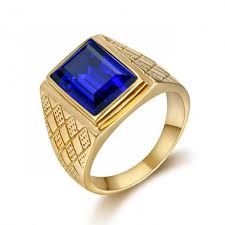 Bobijoo Jewelry Chevaliere Bague Homme Pierre Bleue Violet Acier Or 20 90