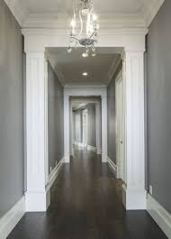 Light gray walls with white trim and wood floors. Dark Floor With Grey Walls Novocom Top