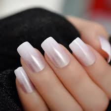 Gradientowe Perly Rozowe Francuskie Falszywe Paznokcie Manicure