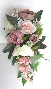 This is a very big bouquet measuring 30 inches long and 14 inches this silk flower bridal design also includes several stems of matching berry stems, 3 dahlia buds and loads of cascading smilax vines and leaves. Wedding Bouquet 17 Piece Set Bridal Bouquet Package Blush Etsy Wedding Bouquets Sets Flower Bouquet Wedding Bridesmaid Flowers