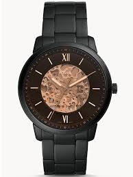Fossil herrenuhr jr1437 nate chronograph mit grauem edelstahl. Fossil Neutra Automatic Uhr Herrenuhr Edelstahl Schwarz Me3183 Ebay