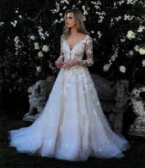 Eve Of Milady Boutique Wedding Dresses Style 1589 Full A Line Tulle With Hand Bead Wedding Dresses Kleinfeld Fit And Flare Wedding Dress V Neck Wedding Dress