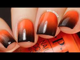 Pasinfulcolors professional nail polish enamel, 0.50oz red+orange color. Orange To Black Nail Art Gradient Design And Halloween Stamping Kelli Marissa Youtube
