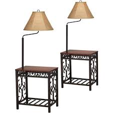 The shelf floor lamps are known to be very convenient and flexible thanks to the excellent illumination and versatile designs. Regency Hill Farmhouse Traditional Floor Lamps Set Of 2 With End Table Cherry Bronze Scrollwork Burlap Shades Decor Living Room Target