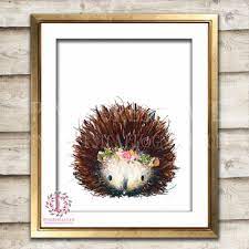 Boho Hedgehog Woodland Bohemian Floral Nursery Baby Girl Room Printable Print Wall Art Decor Bohemian Floral Nursery Floral Nursery Kids Room Wall Art