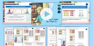 This video reviews the area model and partial products are used to move from 2digit by 1 digit to 4 digit by 1 digit multiplication. Y3 White Rose Maths Compatible Multiply 2 Digits By 1 Digit 1