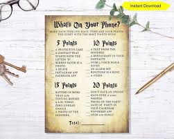 Harry Potter What Is On Your Phone Game Have Fun At Your Bachelorette Couples Shower Bridal S Sprinkle Party Harry Potter Bridal Shower Whats In Your Purse