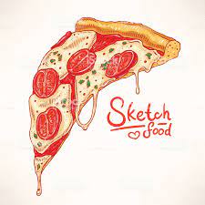 A Slice Of Hand Drawn Appetizing Pizza With Margherita Pizza Slice Drawing Pizza Drawing Pizza Slice