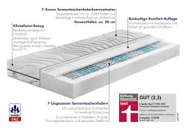 Sehr gut (1,4) matratzen perfekt münchen; 7 Zonen Tonnentaschenfederkern Matratze Irisette Sylt Ttfk 190 Cm 90 Cm