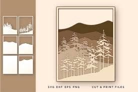 Download Wall Art 3d Pine Tree Mountain Graphic By 2dooart Creative Fabrica SVG Cut Files
