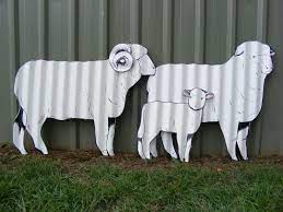 Sheep Set Aussie Handpainted Corrugated Iron Garden Ornament Yard Art Sculptures Iron Art Scrap Metal Art Yard Art