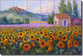 If you have questions about the tile mural store (usa) or any other product for sale, our customer service team. Senkarik Tuscan Sunflowers Ceramic Tile Mural Backsplash Contemporary Tile Murals By Artwork On Tile Houzz