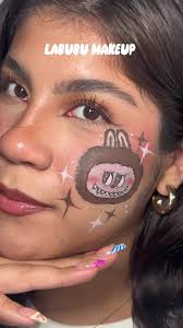 A Girl Thats Doing Her Makeup with A Labubu