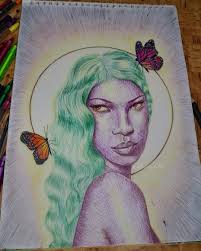 This is my 'Rebirth' piece. My first large drawing/colouring I did over two  years ago. My piece shows a story of my life so far (through symbolism) and  what may come. Freehanded