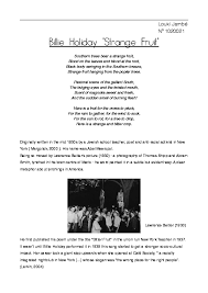 Billie sings with her heart.lyrics (abel meeropol):southern trees bear strange fruit,blood on the leaves and blood at the root,black bodies swinging in the s. Pdf Billie Holiday Strange Fruit Not Corrected Louki Jambe Academia Edu