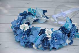 Cornflower Bridal Headband Country Wedding Crown White Blue Wildflowers Hair Piece Cornflowers Daisy Headdress Ukrainian Headpiece Blue Flower Crown Flower Crown Floral Crown