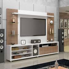 Rack Bancada Com Painel Para Tv Atenas 35 X 240 X 35 Branco Carvalho Evora Urbe Moveis Tv Unit Decor Tv Cabinet Design Living Room Tv Unit Designs