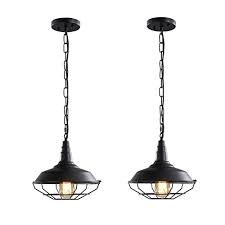 Satin nickel industrial frosted glass dome led pendant light. Buy Black Industrial Pendant Lighting 2 Pack D10 23 Vintage Farmhouse Pendant Light Fixtures With Metal Wire Cage Retro Adjustable Chain Cage Hanging Light For Kitchen Barn Hallway Porch Stairs Online In Poland