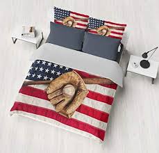 National flag consisting of white stars (50 since july 4, 1960) on a blue canton with a field of 13 alternating stripes, 7 red and 6 white. Shompe 3d American Flag Baseball Bedding Set Kids 3 Piece Duvet Cover Set With Pillow Shams For Teens Boys Girls No Comforter Twin Size Buy Online In Aruba At Aruba Desertcart Com Productid 99007680