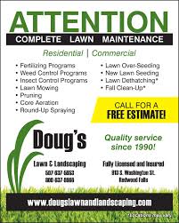 Lawnjevity landscaping services llc offers landscaping service to residents of woodbridge and the surrounding area. Wednesday April 29 2020 Ad Doug S Lawn Landscaping Cottonwood County Citizen