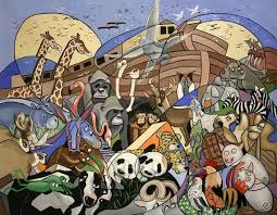 Noah S Art Animals Bible Flood Giclee Stretched Print God Etsy Noahs Ark Art Original Paintings