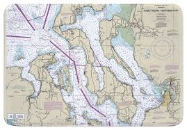 Wa Puget Sound Northern Wa Nautical Chart Memory Foam Bath Mat