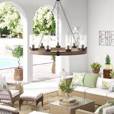 Gracie Oaks Truc 9 Bulb 27 8 H Al Aire Libre De La Lampara Acabado Madera Sequoia In 2020 Outdoor Chandelier Home Decor Home