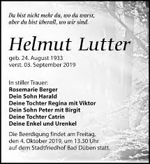 Traueranzeigen von Helmut Lutter