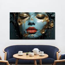 Tablou Canvas-Portret Femeie,Blue Shades – The Print Studio