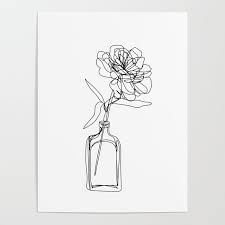 The best selection of royalty free flower vase drawing vector art, graphics and stock illustrations. Minimal Single Line Drawing Of Flower In Vase Black And White Peony Rose Poster By Brabikate Society6