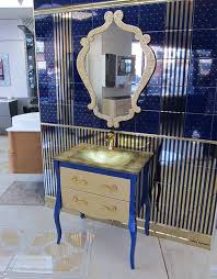 Vearear retro storage cabinet,wooden storage, bathroom floor cabinet,big wood drawer home office furniture storage chest,29 l x 14.7 w x 29.5 h (navy) $249.59. Socimobel 24 Bath Vanity Estrella Color Gold Blue Gold Glass Sink