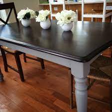 Annie Sloan Chalk Paint French Linen And Java Stain Over An Old Country Oak Table Diy Kitchen Table Kitchen Table Redo Painted Kitchen Tables