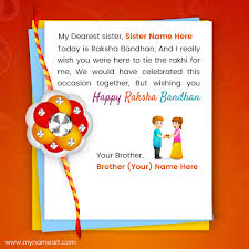Add decorative gemstones, chains, and mirrors to your rakhi so it stands out during the ceremony. Write Name On Sister Tie Rakhi On Brother Hand Image