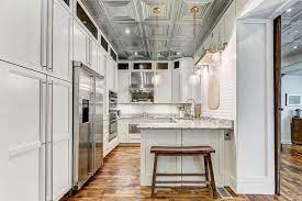 Every night on my way home from work, i would pass a kitchen shop with a blue range in. Tin Ceiling Kitchen Ideas Design Gallery Designing Idea