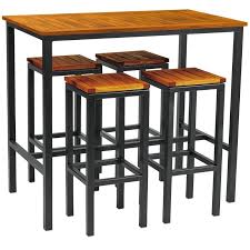 Acrylic 66 x 40 rectangular umbrella bar table. Outdoor Teak Bar Height Dining Set Michigan