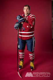 Washington Capitals Captain Alex Ovechkin Shows Off The Caps 2015 Bridgestone Nhl Winter Classic Washington Capitals Hockey Nhl Winter Classic Capitals Hockey