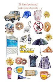 Watercolor Gilmore Girls Clipart Set Diys Digital Scrabooking Stickers Gilmore Girls Art Gilmore Girls Girlmore Girls