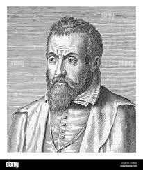 Portrait of Johannes Sambucus, Philips Galle, 1572 Portrait of Johannes  Sambucus, humanist, writer and historiographer. Bust to the left Stock  Photo