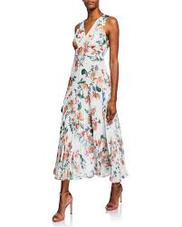 Floral Pleated Drop Waist Maxi Dress In Multi Pattern