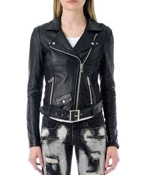 Parasuco Black Belted Leather Moto Jacket Women