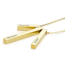 Check spelling or type a new query. Engraved Triple 3d Vertical Bar Necklace In Gold Plating My Name Necklace Au