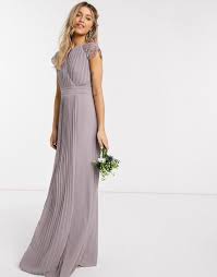 Tfnc Bridesmaid Lace Sleeve Maxi Dress In Gray Asos In 2020 Asos Bridesmaid Dress Bridesmaid Sleeveless Lace Sleeves